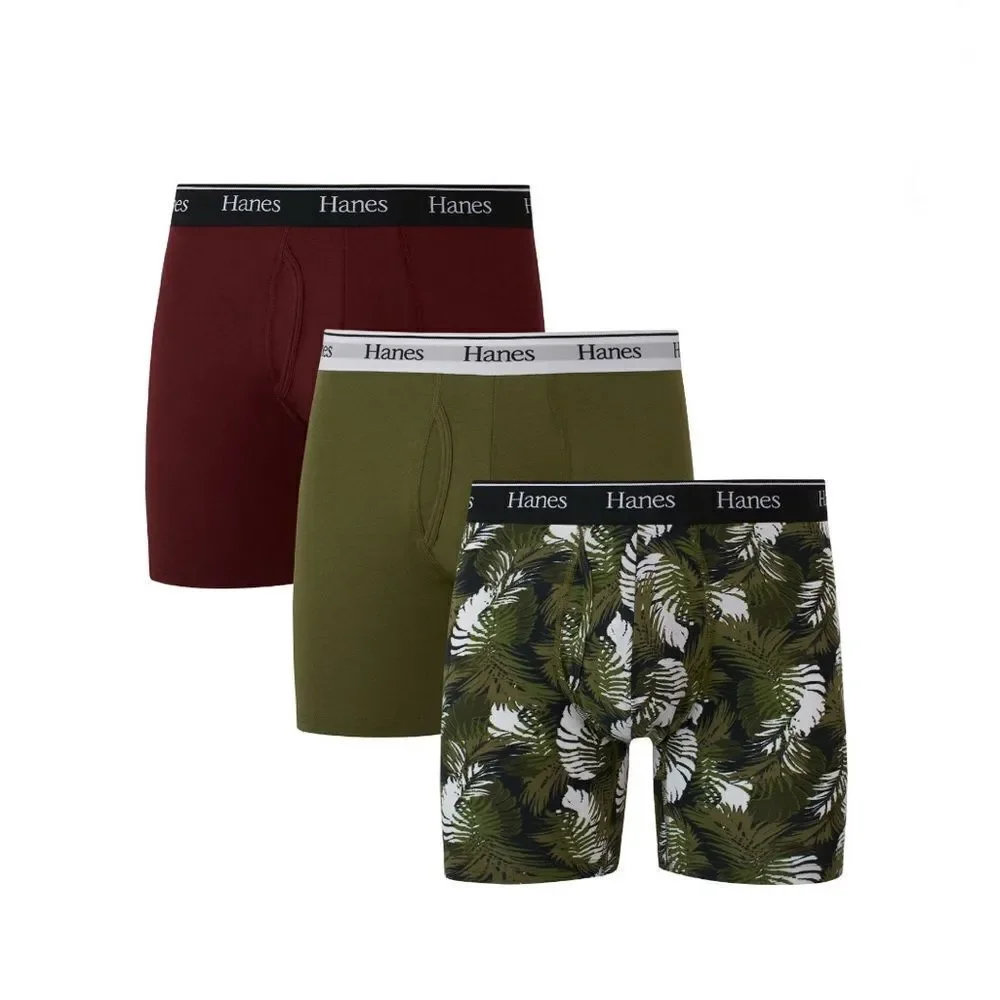 Hanes Originals Boxer Briefs, Moisture-Wicking Stretch Cotton 2, 3-Packs Size S